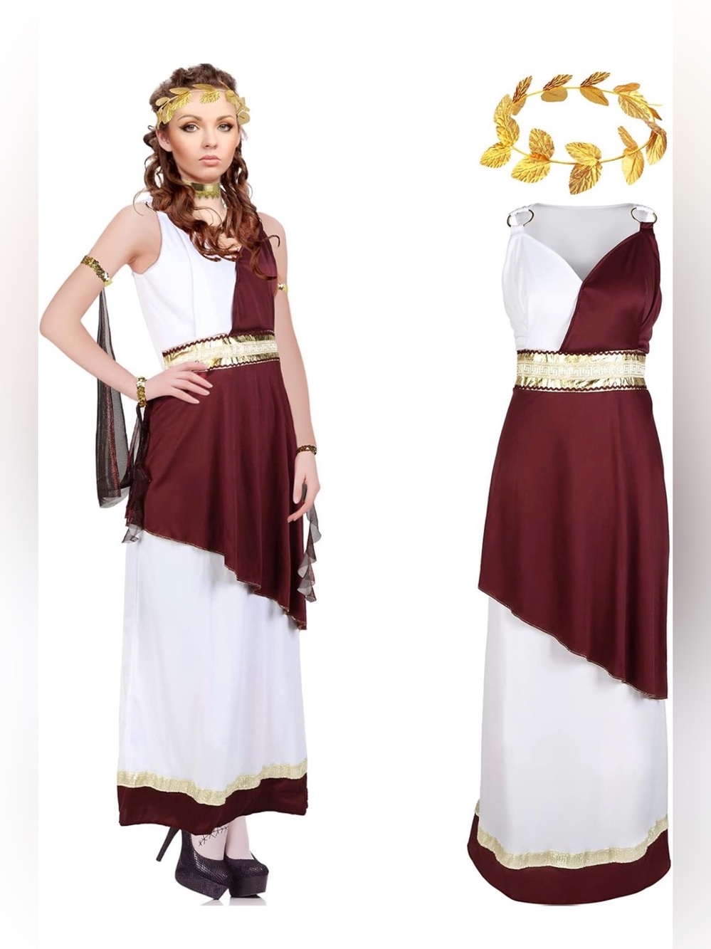 Haysandy 5 Pcs Greek Costume Womens Toga Costume Roman Women Adult with Roman Le